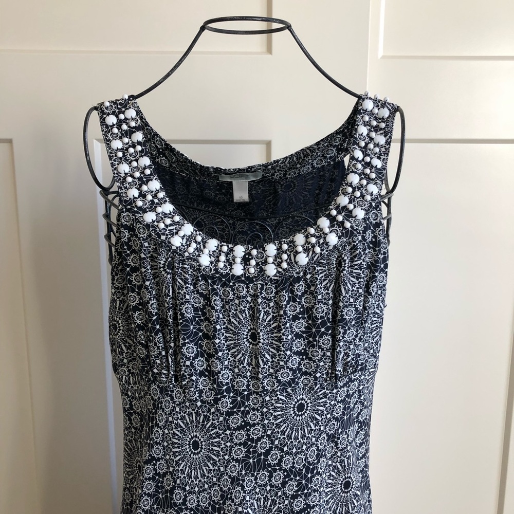 Ann Taylor Loft Silk Beaded Summer Dress